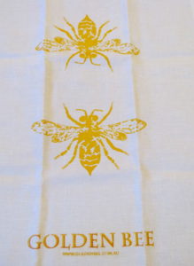 100% linen white tea towels with metallic ink prints